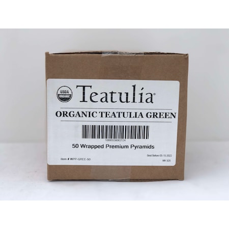 Teatulia Organic Teas Green Wrapped Premium Tea, PK50 WPP-GREE-50